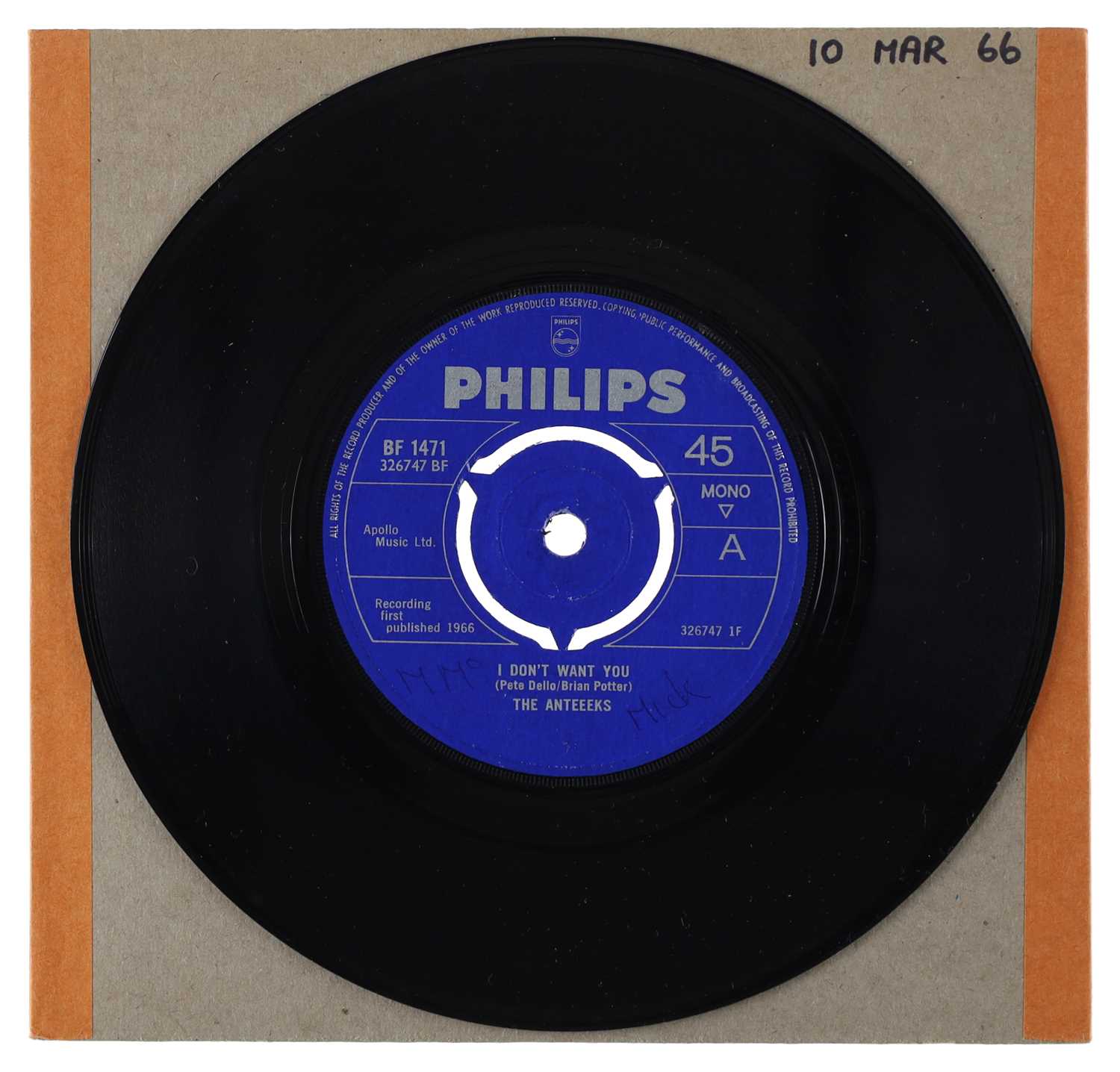 Lot 138 - THE ANTEEEKS – I DON'T WANT YOU UK PHILIPS 7” (BF 1471)