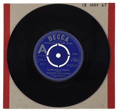 Lot 150 - CHAMPION JACK DUPREE – BARRELHOUSE WOMAN UK DECCA 7” DEMO (F 12611)