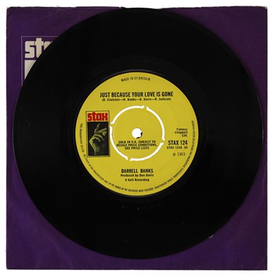 Lot 222 - DARRELL BANKS – JUST BECAUSE YOUR LOVE IS GONE UK STAX 7” (STAX 124)