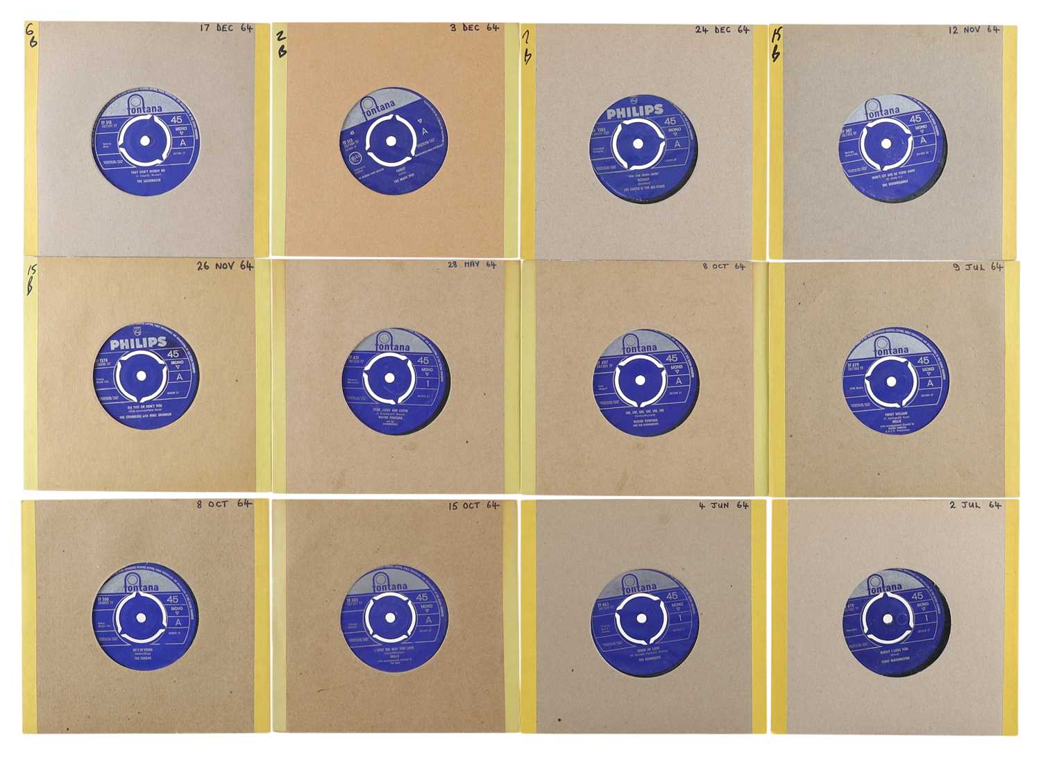 Lot 71 - 60'S BEAT, POP, SOUL 7" SINGLES ON UK FONTANA WITH SAMPLE/FACTORY COPIES