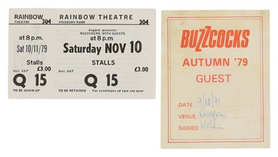 Lot 160 - JOY DIVISION - NOVEMBER 1979 TICKET STUB.