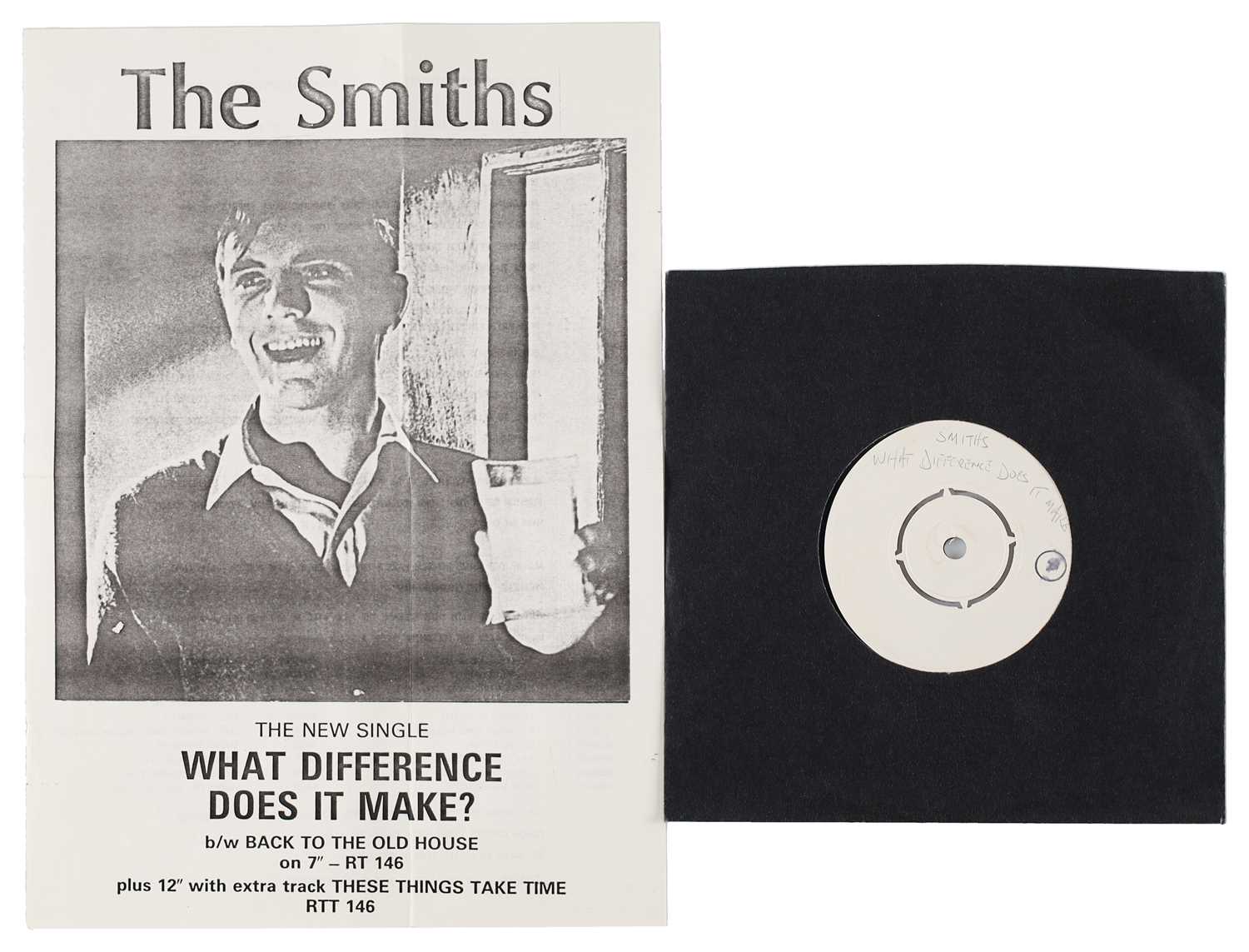 Lot 9 - THE SMITHS - 'WHAT DIFFERENCE DOES IT MAKE' 7" - UK WHITE LABEL W/ PRESS SHEET