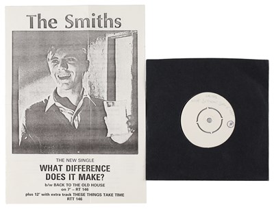 Lot 9 - THE SMITHS - 'WHAT DIFFERENCE DOES IT MAKE' 7" - UK WHITE LABEL W/ PRESS SHEET