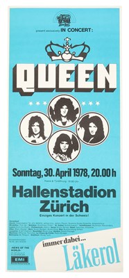 Lot 114 - QUEEN - ORIGINAL 1978 HALLENSTADION ZURICH POSTER.