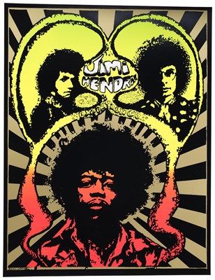 Lot 130 - JIMI HENDRIX - 150+ COPIES OF A NIGEL MENTZEL DESIGNED POSTER.