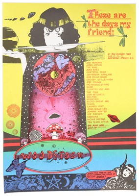 Lot 131 - WOODSTOCK - APPROX 200+ COPIES OF A NIGEL MENTZEL DESIGNED POSTER.