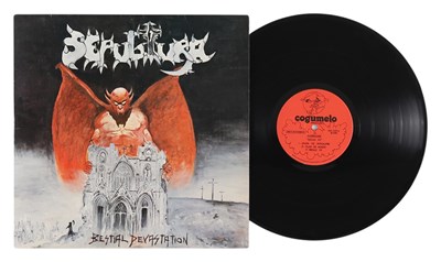 Lot 399 - OVERDOSE / SEPULTURA - SECULO X. X. / BESTIAL DEVESTATION LP (RED LABELS - 803.248)