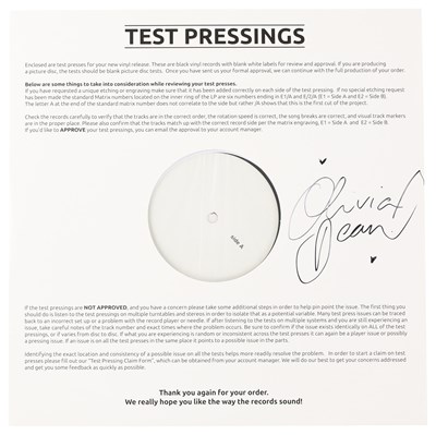 Lot 159 - OLIVIA DEAN - SIGNED WHITE LABEL TEST PRESSING.