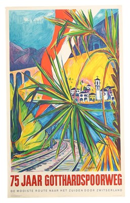 Lot 5 - SWITZERLAND - GOTTHARD RAILWAY 75TH ANNIVERSARY POSTER (1957)
