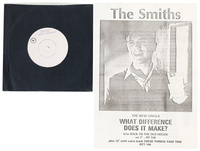 Lot 68C - THE SMITHS - WHAT DIFFERENCE DOES IT MAKE? 7" (WHITE LABEL TEST PRESSING - RT 146 - INC PRESS RELEASE)