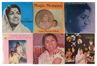 Lot 245 - LATA MANGESHKAR LP PACK - WITH SIGNED ALBUM AND PRESS PHOTO