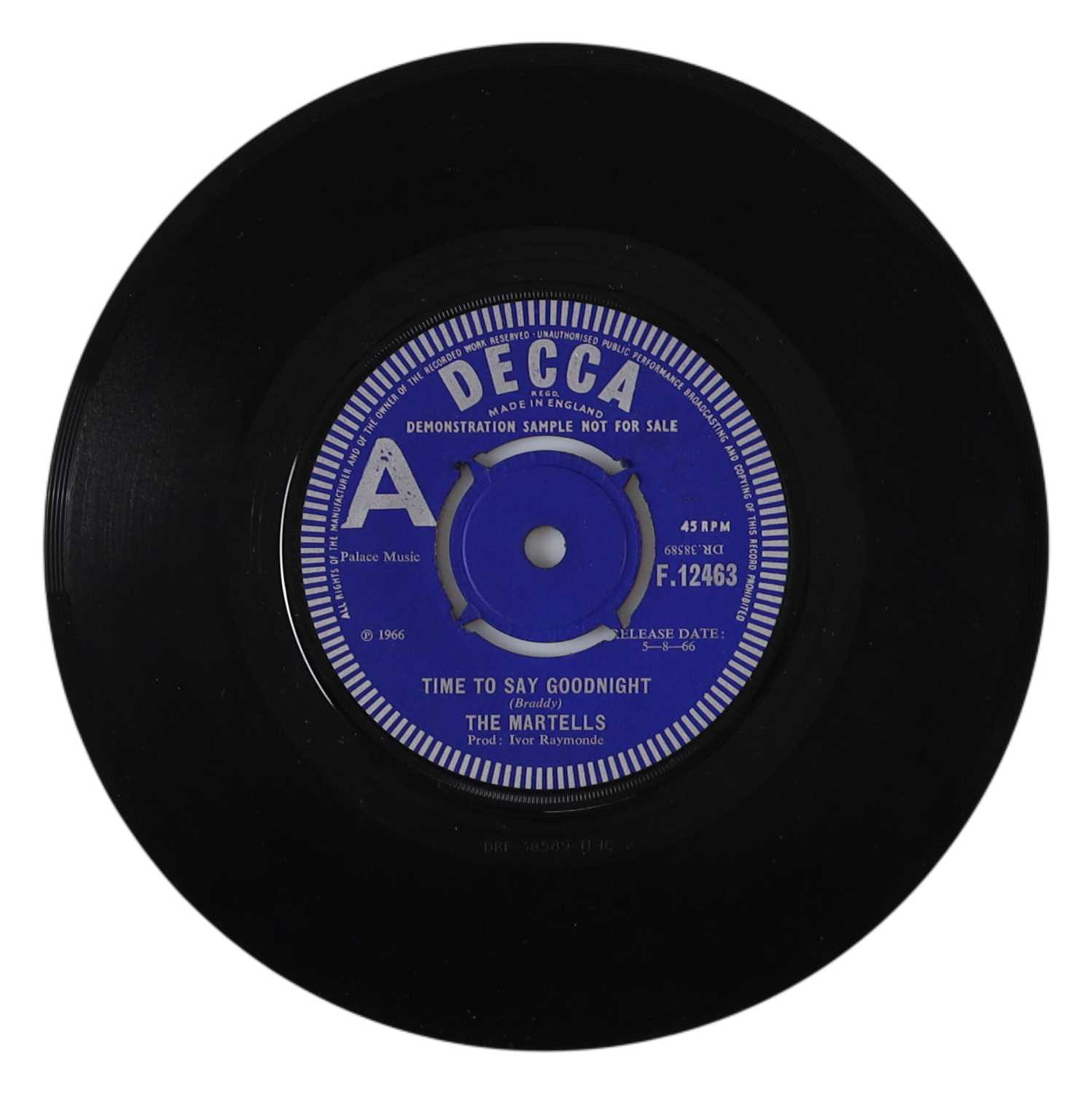 Lot 34 - THE MARTELLS – TIME TO SAY GOODNIGHT UK DECCA 7" DEMO (F.12463)