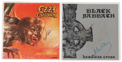 Lot 188 - BLACK SABBATH / OZZY OSBOURNE - BAND MEMBER SIGNED SINGLES.