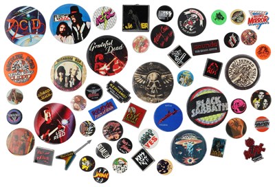 Lot 113 - VINTAGE BADGE COLLECTION - ROCK / HEAVY METAL / NEW WAVE ETC.
