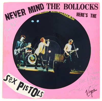 Lot 483 - SEX PISTOLS - NEVER MIND... PICTURE DISC SIGNED BY COOK / MATLOCK.