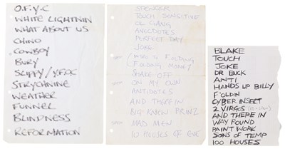 Lot 387 - THE FALL - MARK E SMITH HANDWRITTEN SET LISTS.