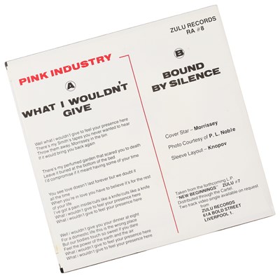 Lot 402 - THE SMITHS - MORRISSEY SIGNED COPY OF 'PINK INDUSTRY'.