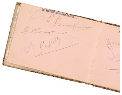 Lot 217 - DJANGO REINHARDT & BAND SIGNED AUTOGRAPH BOOK WITH MANY OTHER LATE 1930S SPORT AND STAGE STARS.