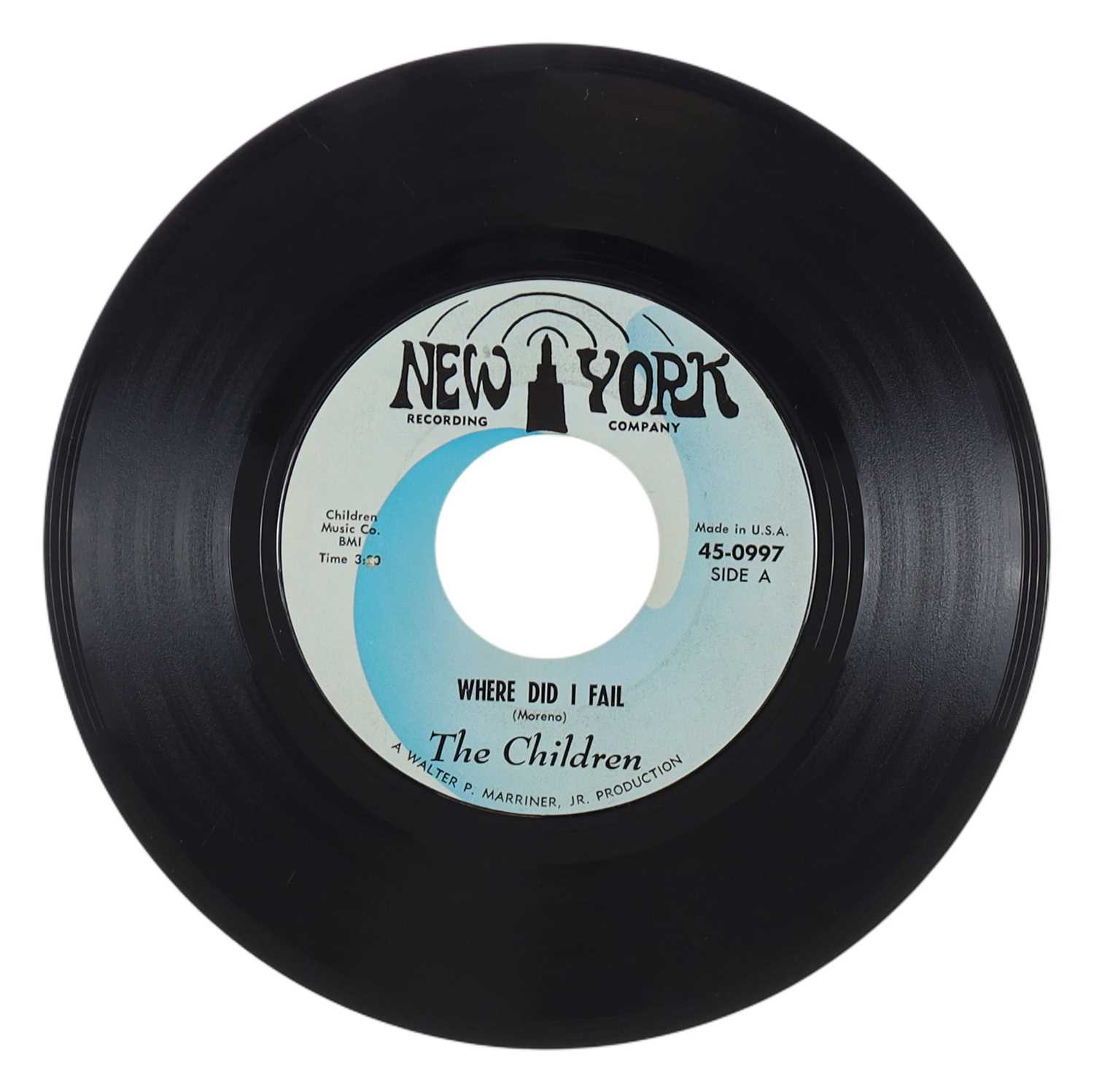Lot 2 - THE CHILDREN – WHERE DID I FAIL US NEW YORK RECORDING COMPANY 7” (45-0997)