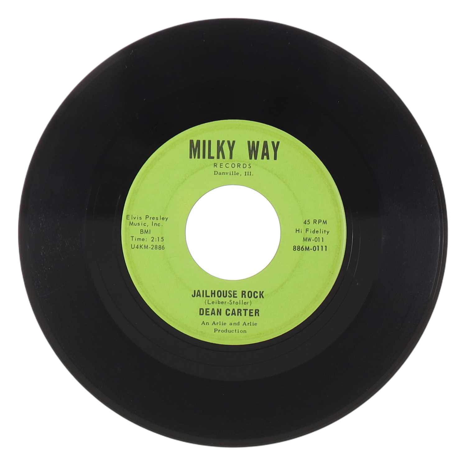 Lot 14 - DEAN CARTER – JAILHOUSE ROCK US MILKY WAY 7” (MW-011)