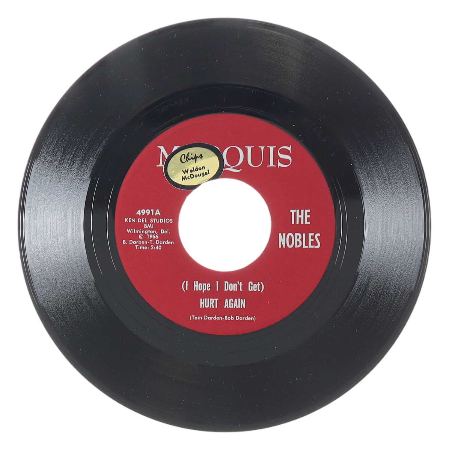 Lot 31 - THE NOBLES – (I HOPE I DON'T GET) HURT AGAIN US MARQUIS 7” (4991)