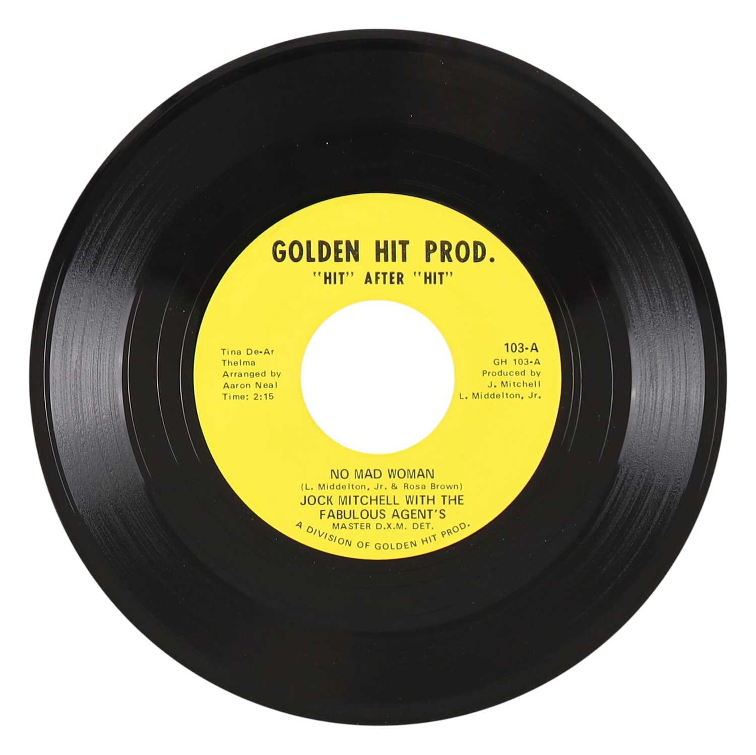 Lot 22 - JOCK MITCHELL WITH THE FABULOUS AGENT'S – NO MAD WOMAN US GOLDEN HIT PROD. 7” (103)