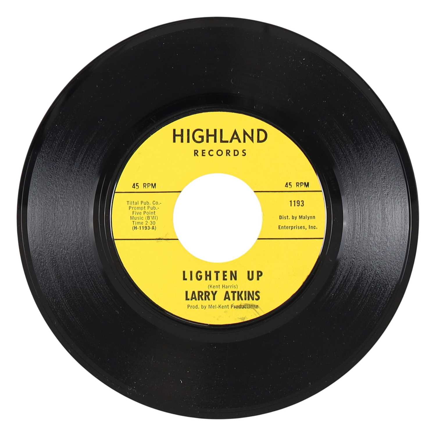 Lot 29 - LARRY ATKINS – LIGHTEN UP US HIGHLAND RECORDS 7” (1193)
