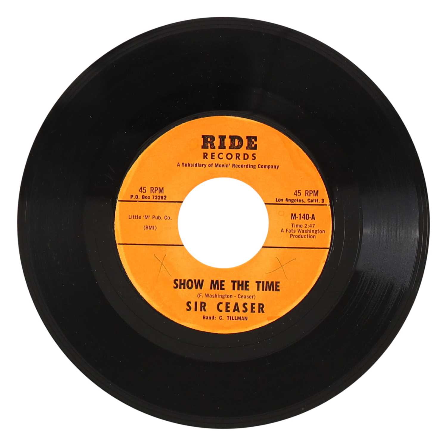 Lot 34 - SIR CEASER – SHOW ME THE TIME US RIDE RECORDS 7” DEMO (M-140)