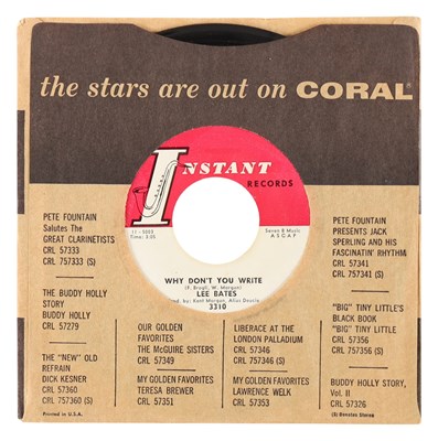 Lot 143 - LEE BATES – WHY DON'T YOU WRITE C/W GONNA' MAKE YOU MINE US INSTANT RECORDS 7” DEMO (3310)