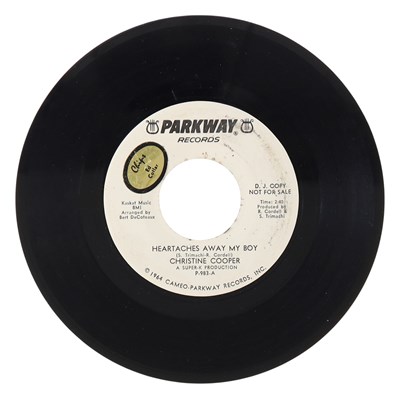 Lot 188 - CHRISTINE COOPER – HEARTACHES AWAY MY BOY US PARKWAY RECORDS 7” DEMO (P-983)