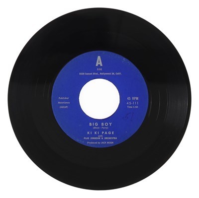 Lot 287 - KI KI PAGE WITH PLAS JOHNSON & ORCHESTRA – BIG BOY US MOONTUNES 7” (45-111 / 45-112)