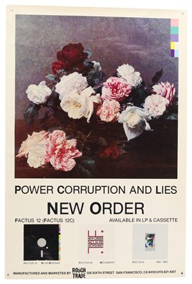 Lot 385 - NEW ORDER - ORIGINAL US PROMO POSTER FOR POWER, CORRUPTION & LIES.