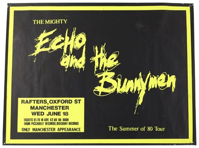 Lot 162 - ECHO AND THE BUNNYMEN - ORIGINAL 1980 MANCHESTER CONCERT POSTER.