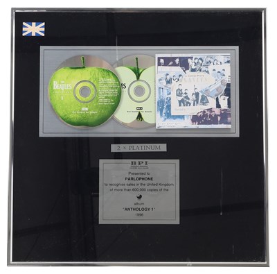 Lot 269 - THE BEATLES - OFFICIAL BPI CD SALES AWARD FOR 'ANTHOLOGY 1'.