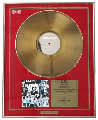 Lot 261 - THE CHARLATANS - US AND US ONLY BPI GOLD DISC AWARD.