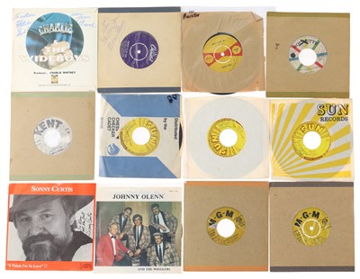 Lot 301 - ROCK N ROLL / ROCKABILLY SIGNED SINGLES INC SOME RARITIES.