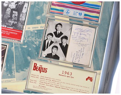 Lot 295 - THE BEATLES - FRAMED DISPLAY WITH A SET OF AUTOGRAPHS.