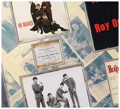 Lot 244 - THE BEATLES - FRAMED DISPLAY WITH RARE JUNE 1963 NEWCASTLE TICKET.