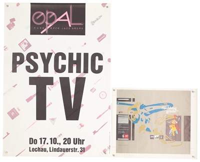 Lot 456 - THROBBING GRISTLE - PROOF SLEEVE PRINT / OVERSEAS PSYCHIC TV POSTER.