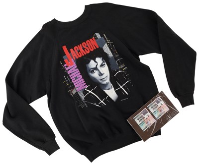 Lot 336 - MICHAEL JACKSON - 1988 TICKETS AND UNWORN SWEATSHIRT.