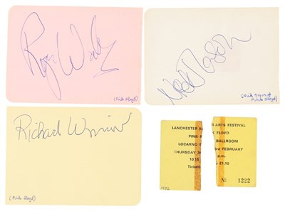 Lot 294 - PINK FLOYD - 1972 SET OF AUTOGRAPHS INC ORIGINAL LOCARNO TICKET STUB.