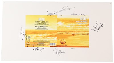 Lot 251 - HAPPY MONDAYS - FULLY SIGNED PROOF ARTWORK.