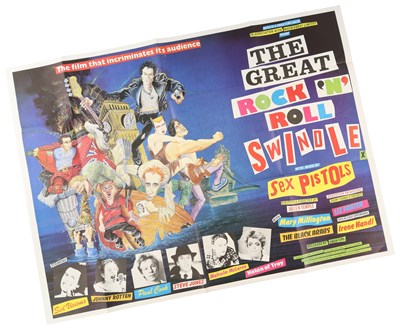 Lot 494 - THE SEX PISTOLS - GREAT ROCK N ROLL SWINDLE QUAD POSTER.