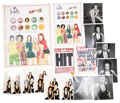 Lot 78 - THE SPICE GIRLS - TWO SIGNED PRINTS, GLOSSY OUTTAKE PHOTOS, POSTERS.
