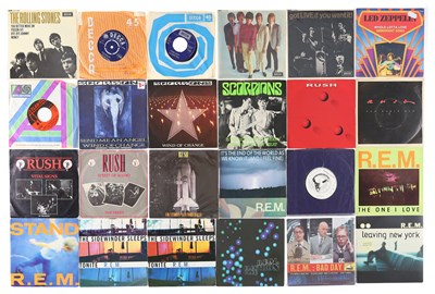 Lot 1239 - MIXED ROCK 7" COLLECTION - THE WHO, R.E.M., ZEPPELIN, ROLLING STONES, RUSH + MORE
