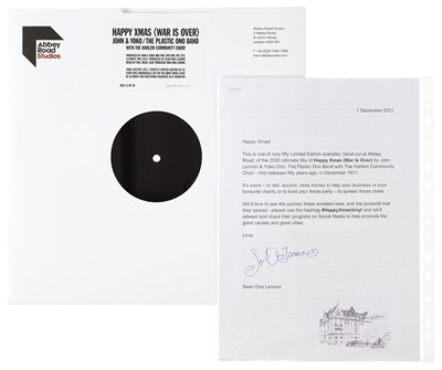 Lot 103 - HAPPY XMAS (WAR IS OVER) - ONE OF THE 50 ACETATES DONATED BY LENNON / ONO TO CHARITABLE CAUSES