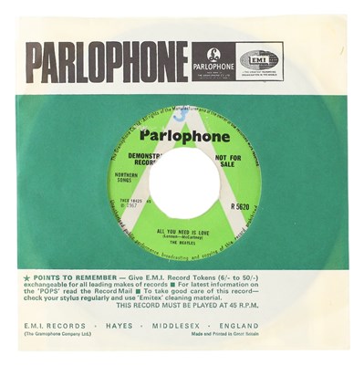 Lot 97 - THE BEATLES - 'ALL YOU NEED IS LOVE / BABY, YOU'RE A RICH MAN' 7" - UK 1967 DEMO (R 5620)