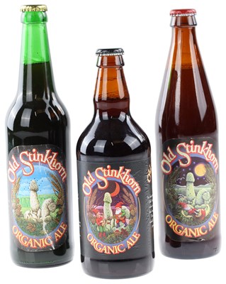 Lot 160 - THE BEATLES - PAUL MCCARTNEY OLD STINKHORN ALE, THREE BOTTLES.