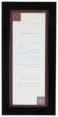 Lot 302 - PAUL MCCARTNEY SIGNED DINNER MENU.