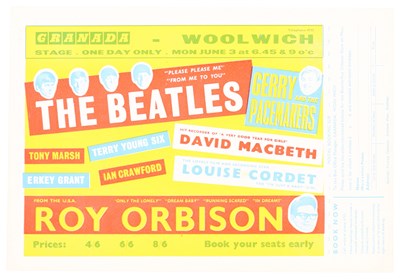 Lot 260 - THE BEATLES - WOOLWICH 1963 CONCERT HANDBILL.